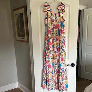 Floral Maxi Dress with Striped Straps